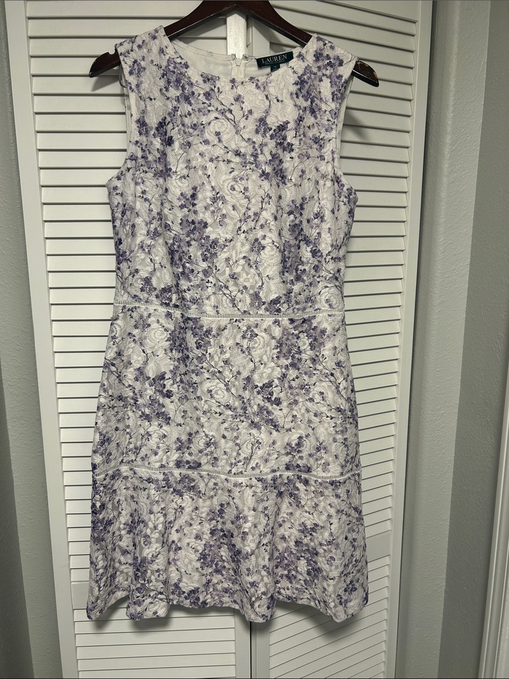 Lauren Ralph Lauren White Dress with Lilac Floral Lace